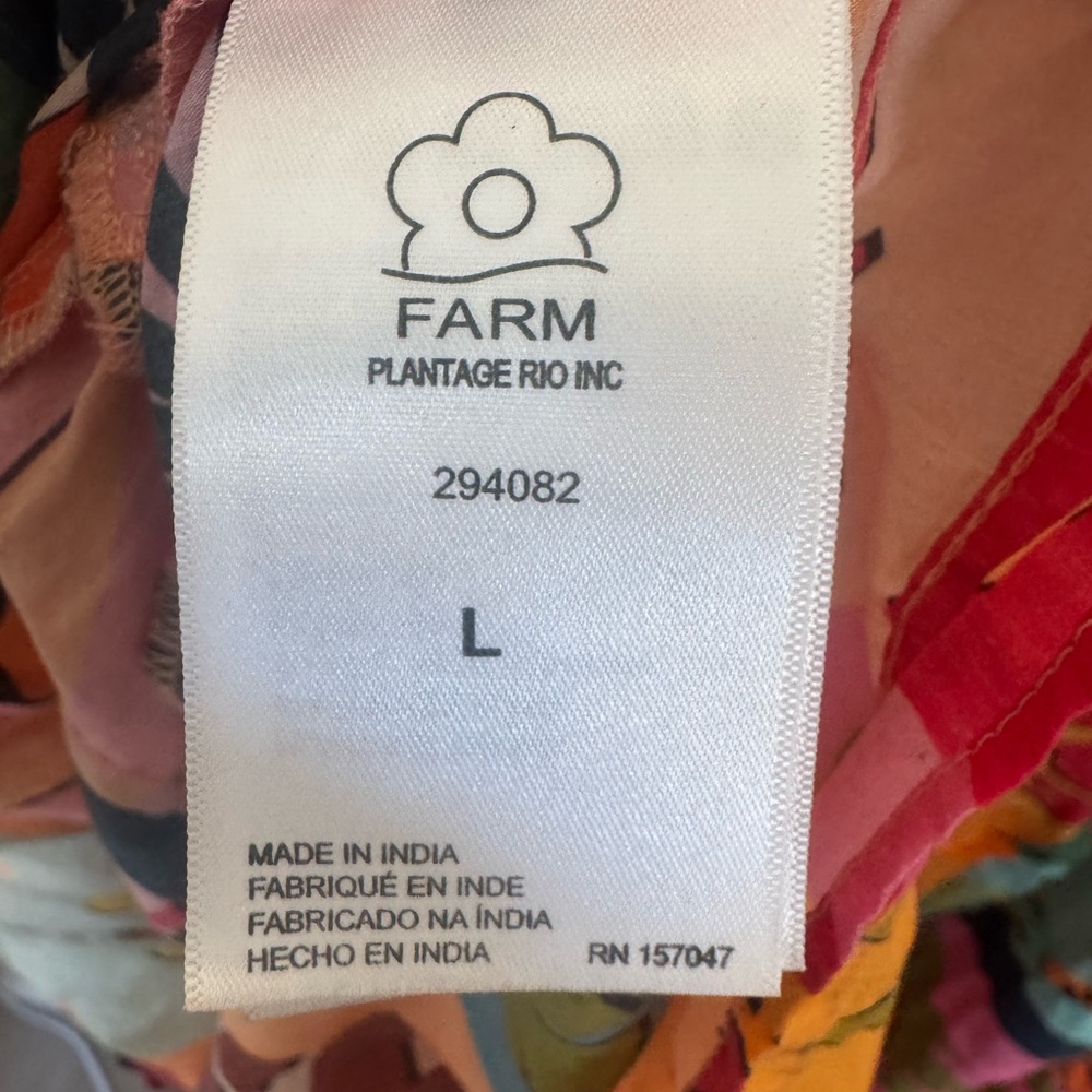 FARM Rio Tropical Collage Midi Square Neck Womens Dress Size L large Colorful - Picture 10 of 16